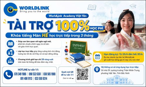 WORLDLINK ACADEMY TÀI TRỢ 100% HỌC PHÍ KHÓA TIẾNG HÀN HÈ